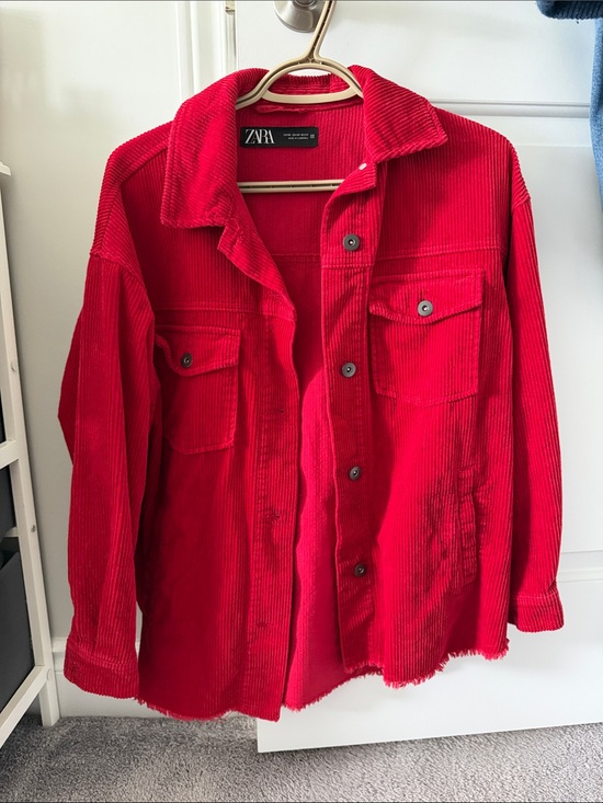 Zara Jackets & Blazers - ZARA Red Corduroy Overshirt Jacket